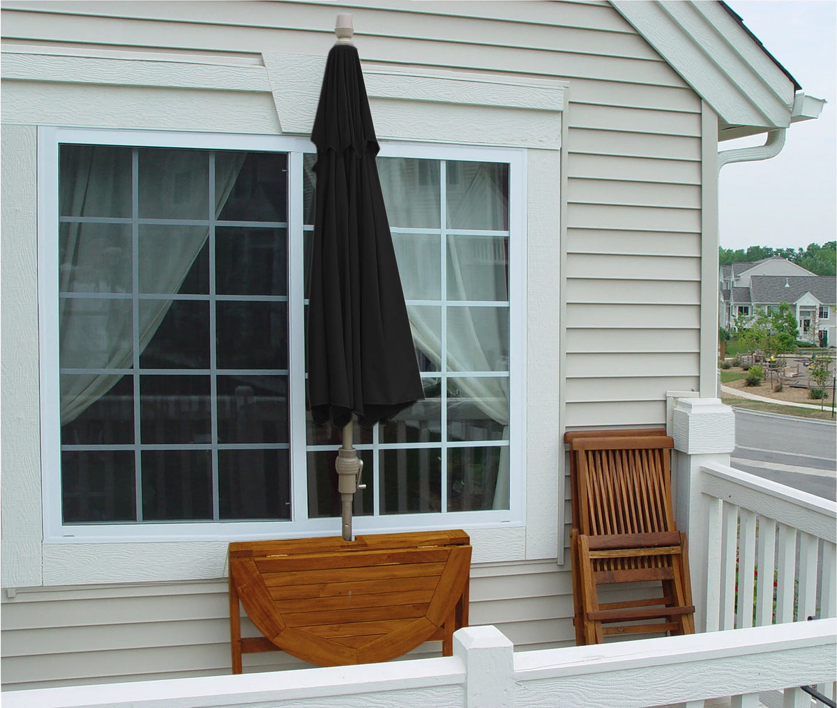 OFF-THE-WALL BRELLA Sunbrella Half Umbrella, 9'-Width, Teak Canopy