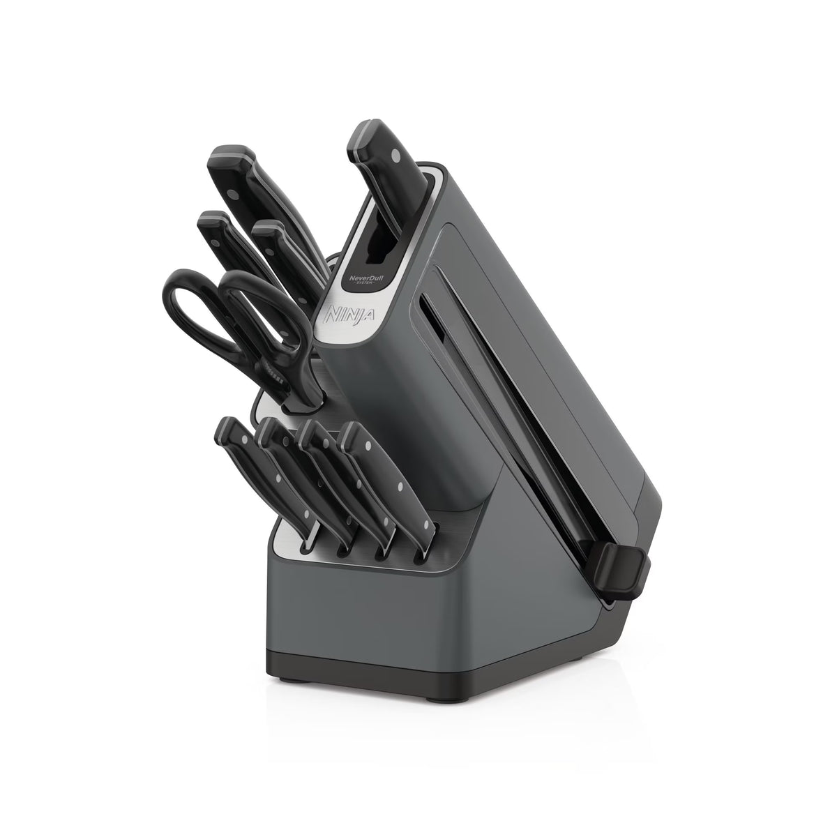 Ninja Foodi NeverDull 10-Piece Stainless Steel Essential Knife System with Sharpener, K12010 Black/Gray