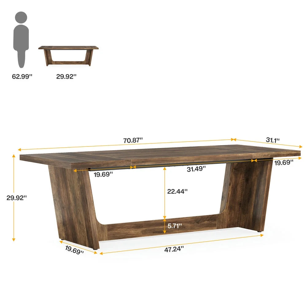Resenkos Study Writing Desk, Computer Desk,70.8-Inch Executive Desk, Wood Study Computer Desk Writing Table,Brown