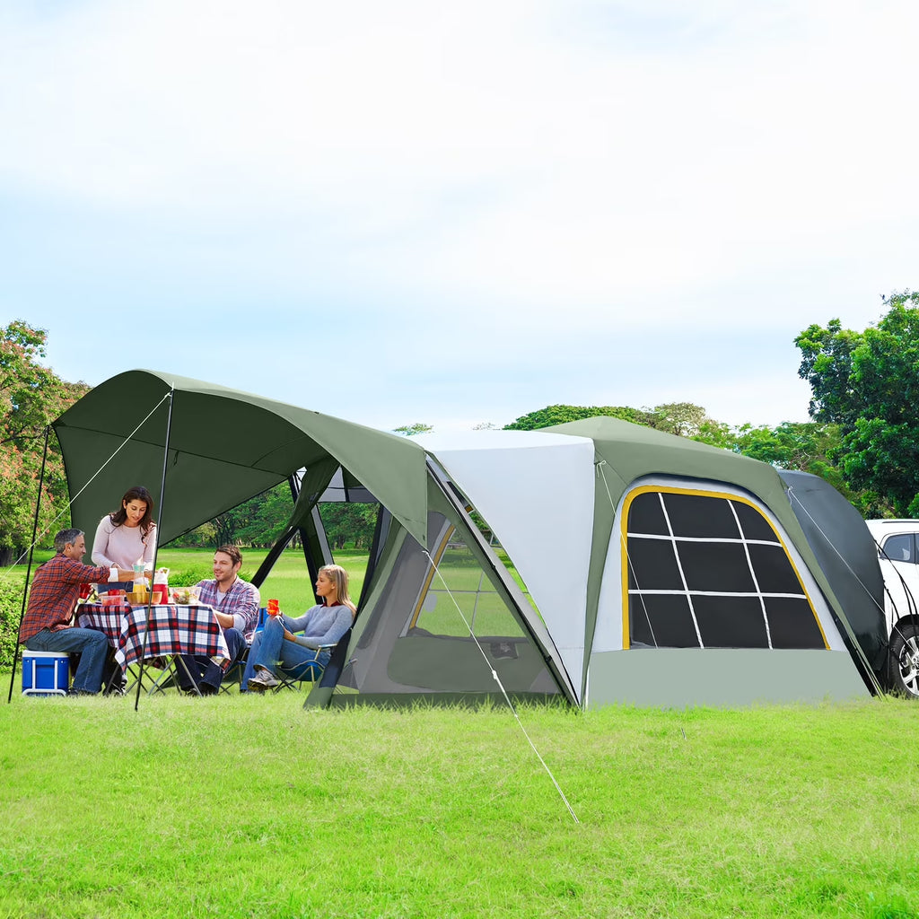 MOPHOTO SUV Tents for Camping 4 People, PU 3000mm Waterproof SUV Tent Attachment Tailgate Tent for Car Jeep Van, Spacious Space 8.2'L x 8.2'W x 7.2'H with 2 Awnings & Double Door