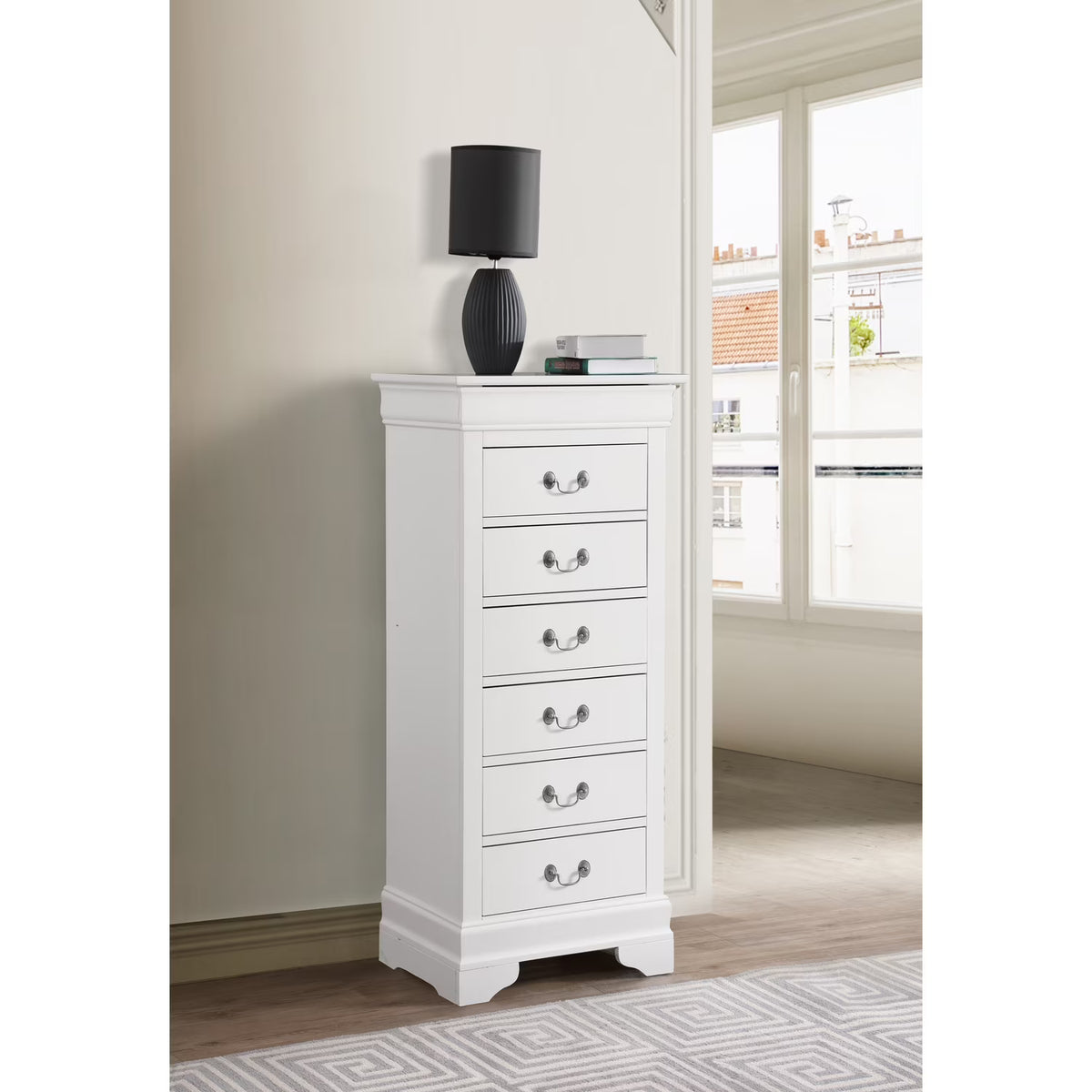 Glory Furniture Louis Phillipe 7 Drawer Lingerie Chest in Cherry