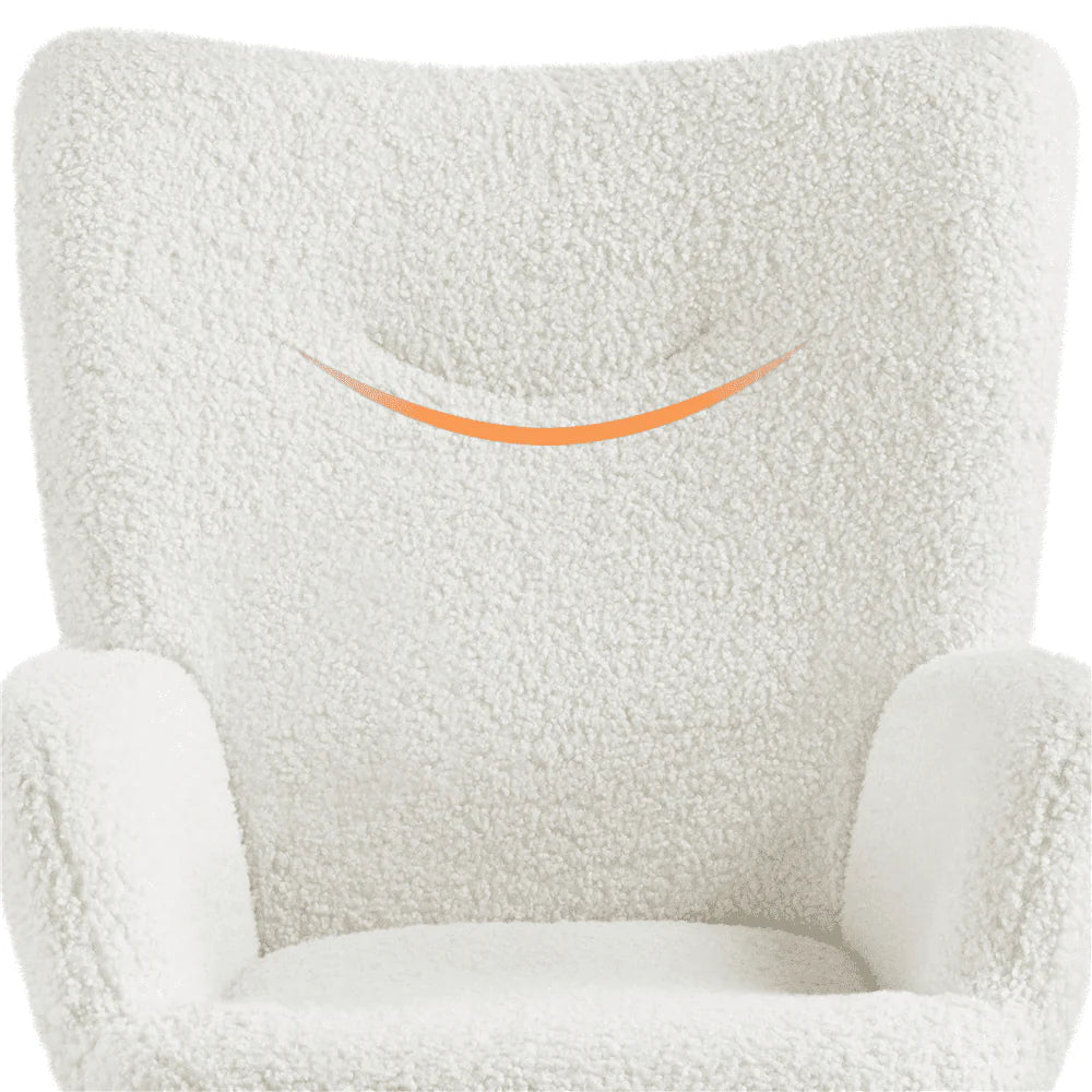 Easyfashion Modern Boucle Fabric Accent Chair, White