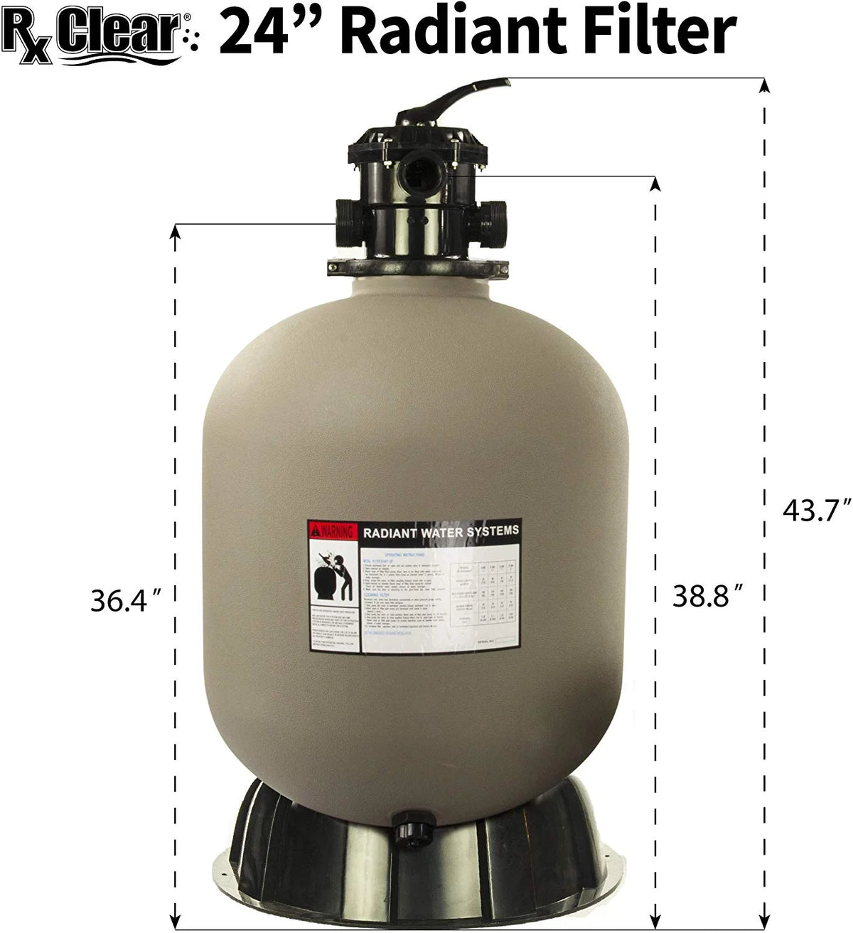 Rx Clear Radiant 22" Sand Filter with 6 Position Valve for Above-ground Swimming Pools