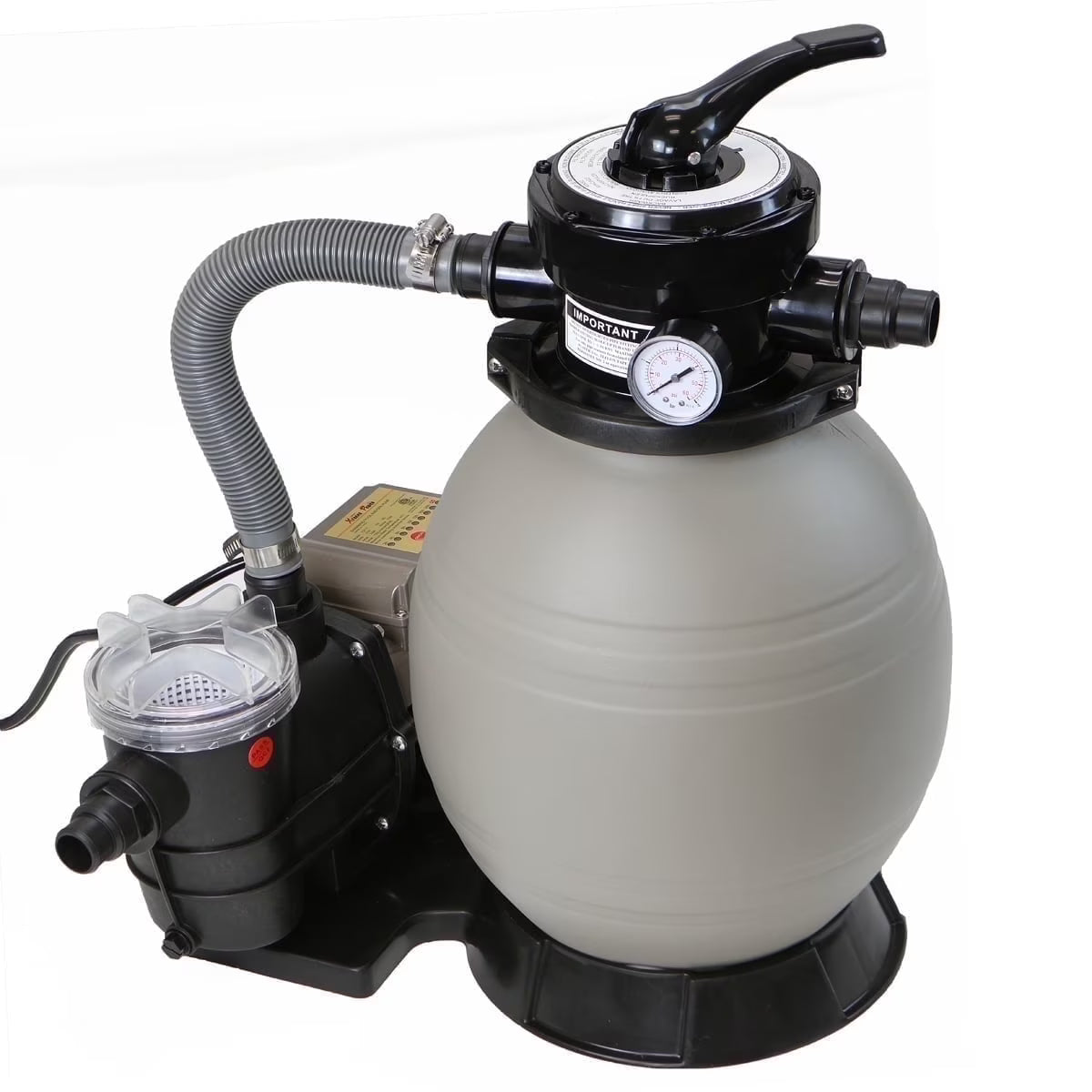 XtremepowerUS Sand Filter Pump for Above Ground Pool, 2400 GPH Pool Filter Pump, 7-Way Valve