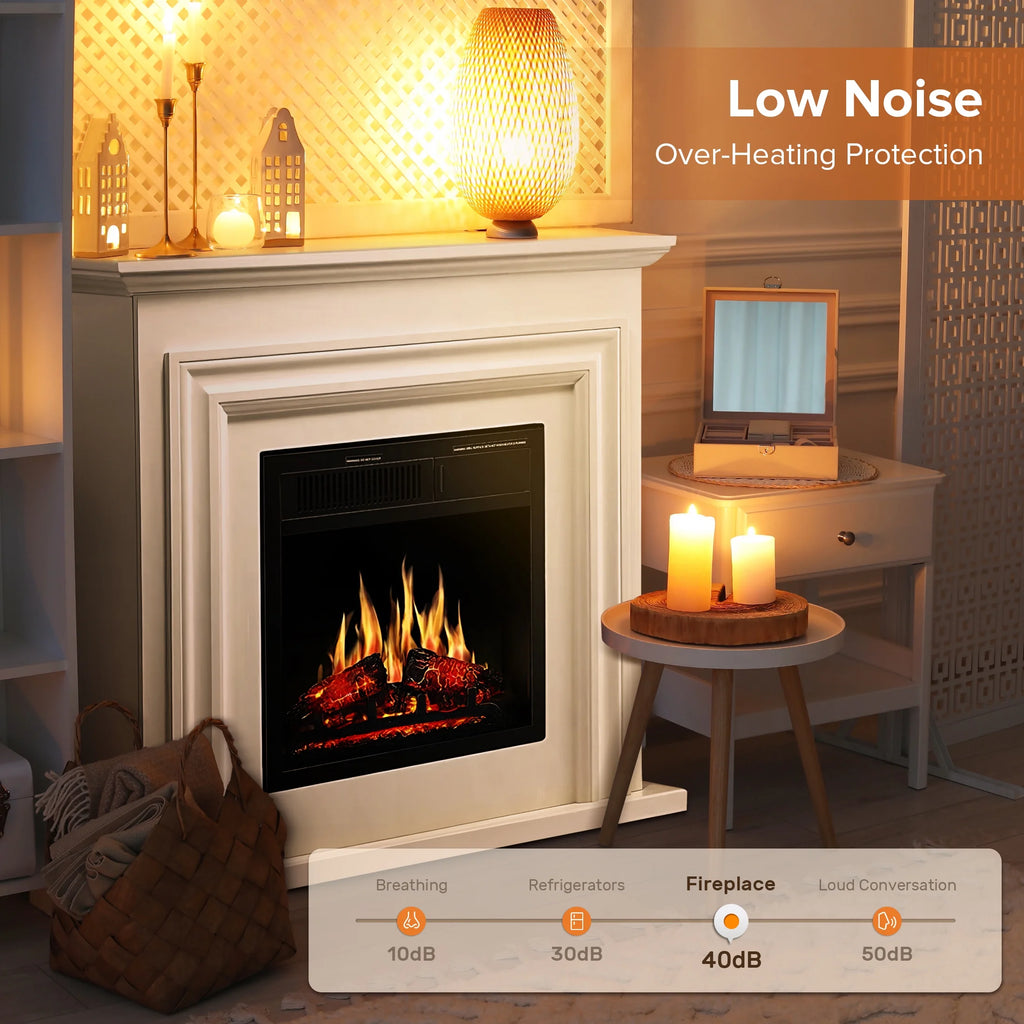Electactic Electric Fireplace, Free Standing Fireplace, with Remote Control, Adjustable LED Flame, 750W/1500W -��White��