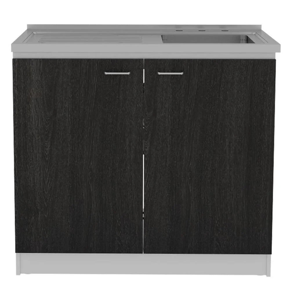 Pemberly Row White Modern Engineered Wood Napoles Utility Sink with Cabinet