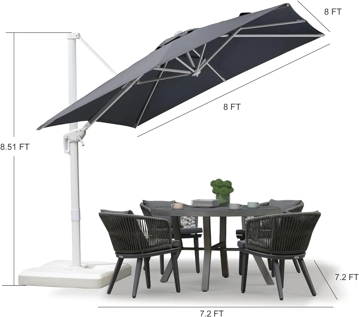 PURPLE LEAF 9 �� 11.5 FT Patio Umbrella White Cantilever Offset Umbrella Rectangle Outdoor Umbrella with 360�� Rotation for Garden Deck Pool, Beige