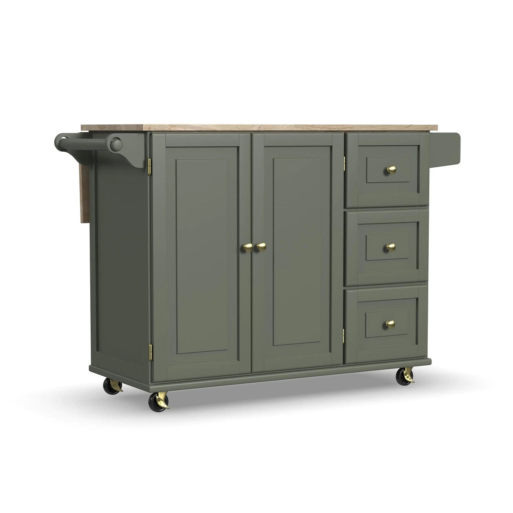 Homestyles Dolly Madison Engineered Wood Kitchen Cart in Sage Green/Brass