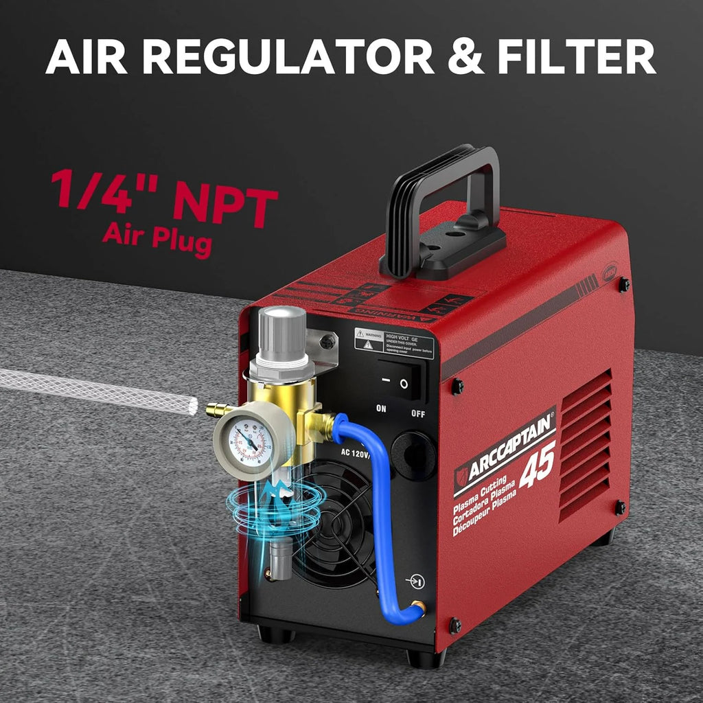 ARCCAPTAIN Plasma Cutter, 45Amp Cutter Machine, 110V/220V Dual Voltage Digital Display IGBT Inverter Plasma Cutting Machine with 2T/4T Function