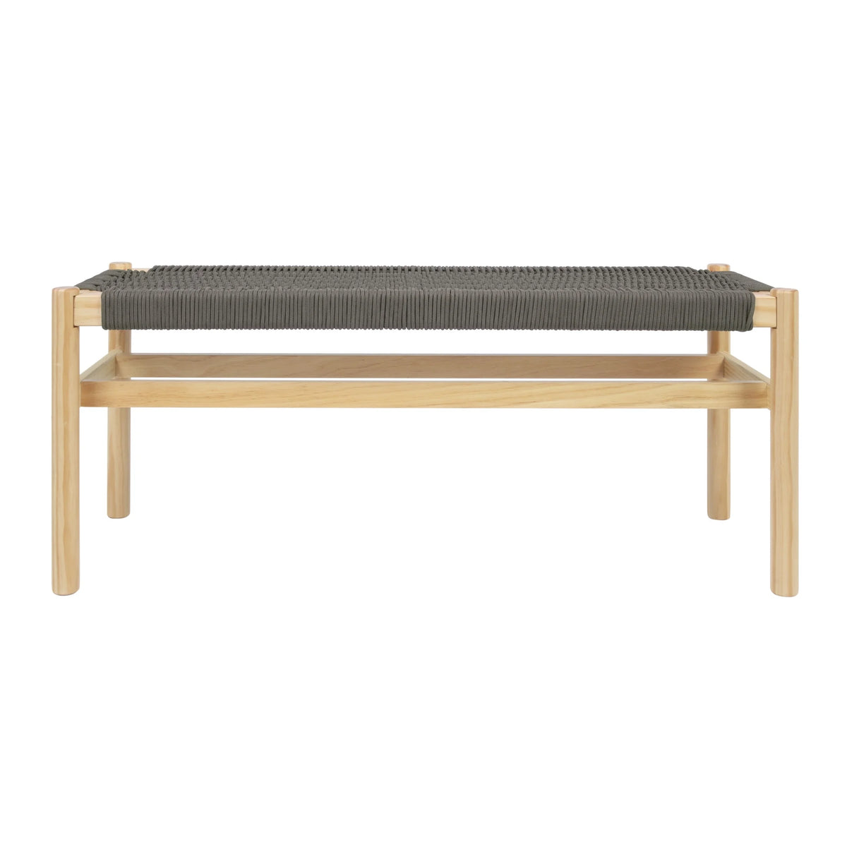 Main + Mesa Fernway Solid Wood and Woven Rope Entryway Bench, Moss Green