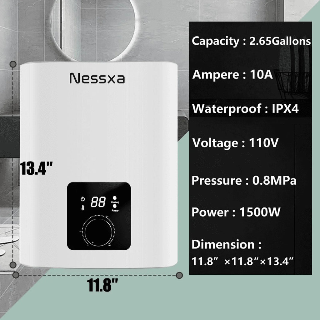 8 gallon mini instant electric water heater, 110V/1500W, kitchen sink quick heating water heater, bathroom household energy-saving water heater, instant heating, saving electricity and space