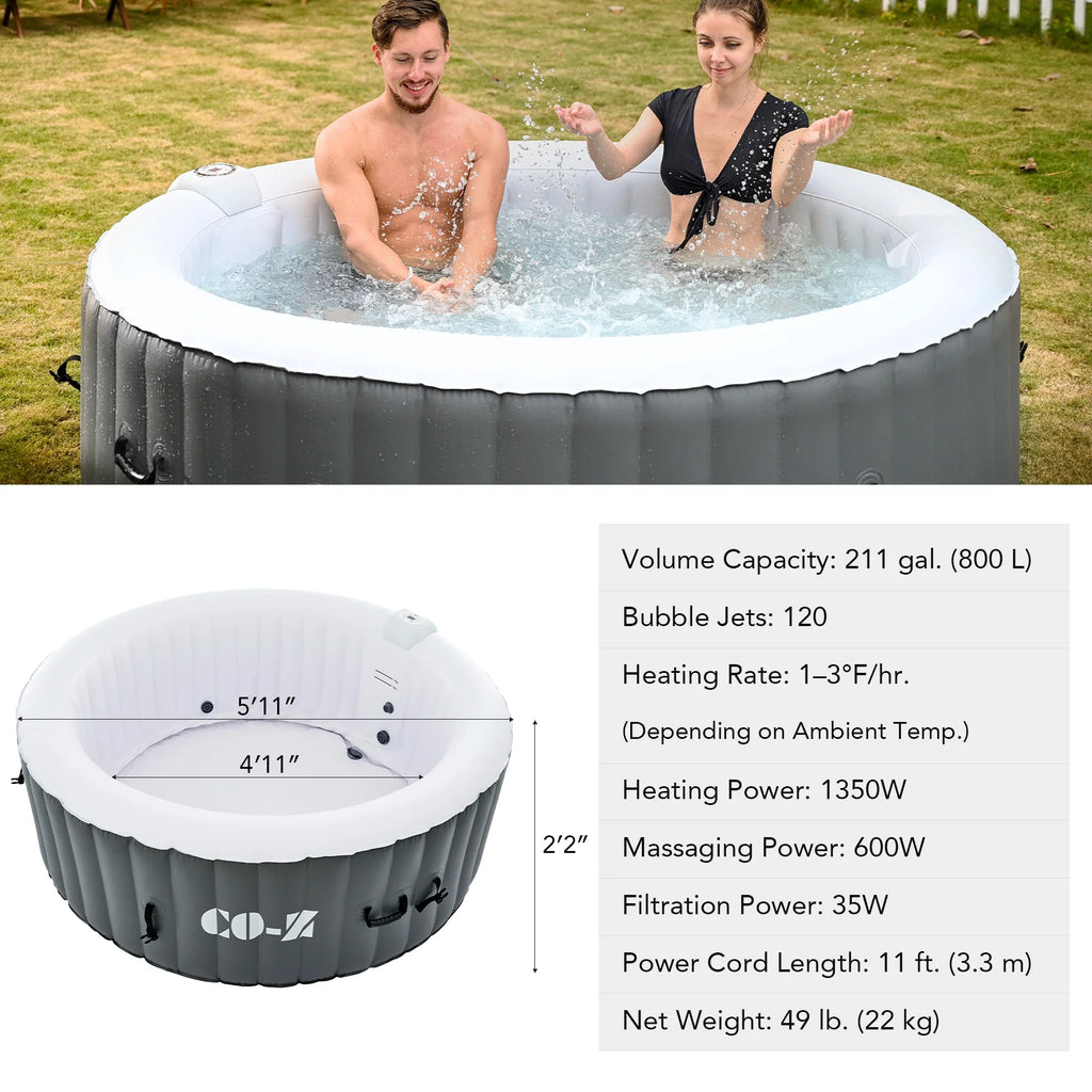 CO-Z 6ft Inflatable Hot Tub Pool with Massage Jets, Green