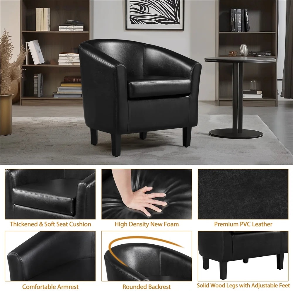 Yaheetech Faux Leather Accent Arm Chair For Living Room, Black