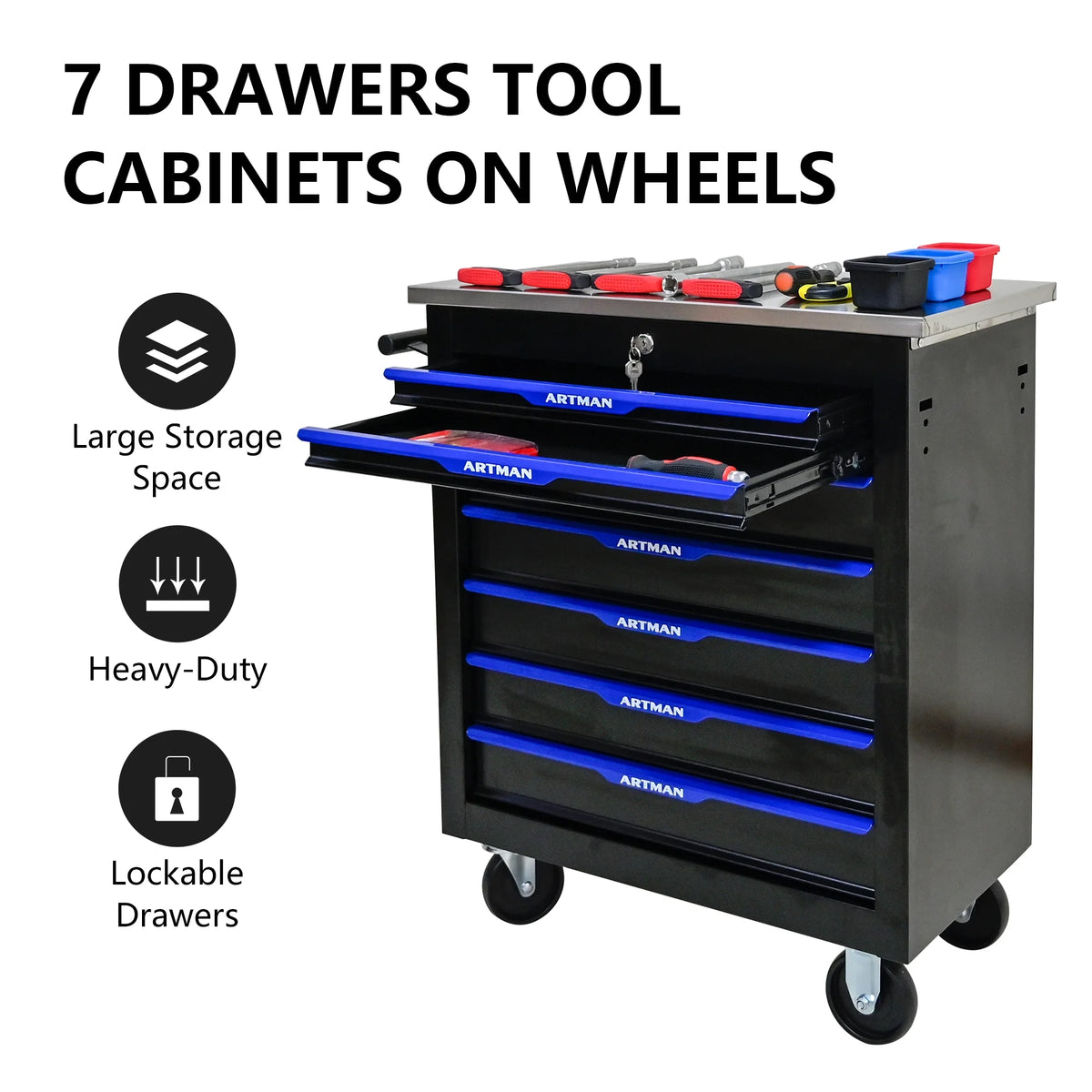ARTMAN 6-Drawer Tool Storage Chest with  Lockable Wheel,6 Drawer  Tool Storage Cabinet for Garage, Warehouse , Repair Shop