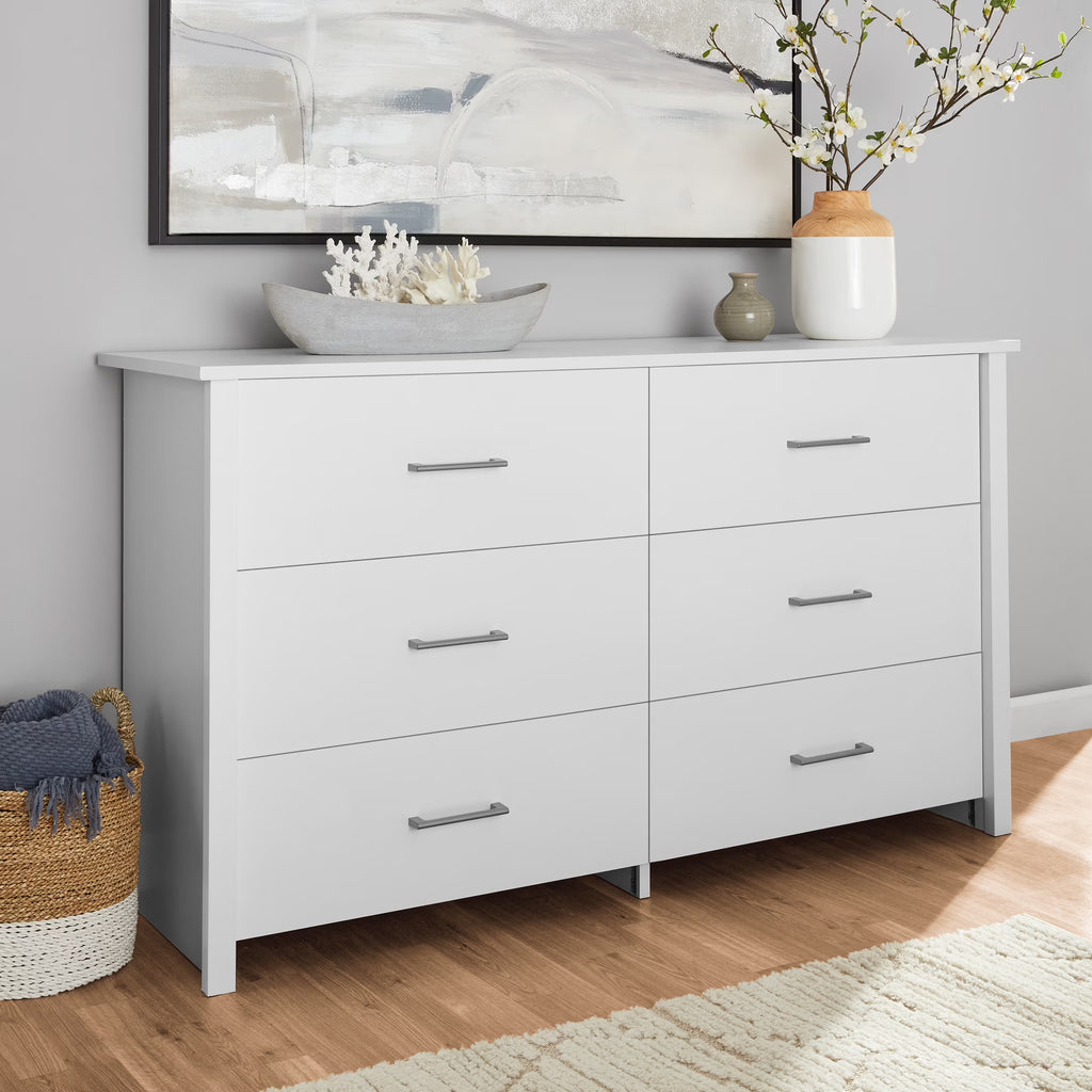 Mainstays Hillside 6-Drawer Dresser, Soft White Finish