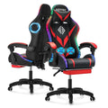 Hoffree Gaming Chair with Bluetooth Speakers Office Chair with Footrest and LED Lights Ergonomic Gaming Chairs High Back with Lumbar Support and Headrest Adjustable Swivel for Home Office 300lb