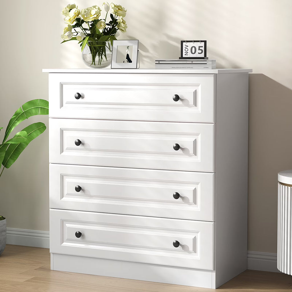 IDEALSOUL Dresser, Black Dresser Tall dresser with Large Storage Space, 4 Drawer Dresser for Bedroom, Hallway, Entryway