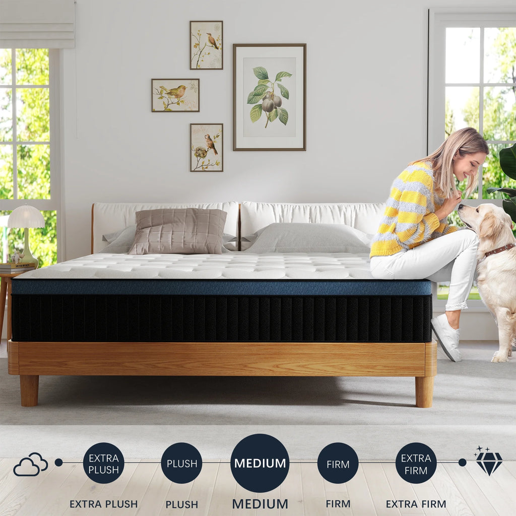Kviwasha Queen Mattress 14 inch Memory Foam and Spring Hybrid Mattress in a Box Pressure Relief, Breathable