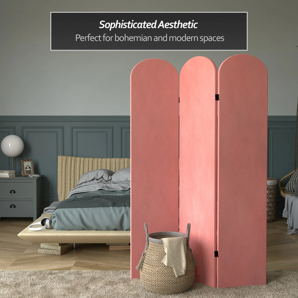 6 ft. Classic Arch Velvet Room Divider Lilac 3 Panel