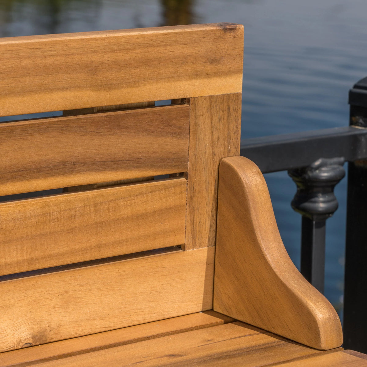 Caribbean Outdoor 3 Piece Acacia Wood Balcony Bar Set, Natural Stained