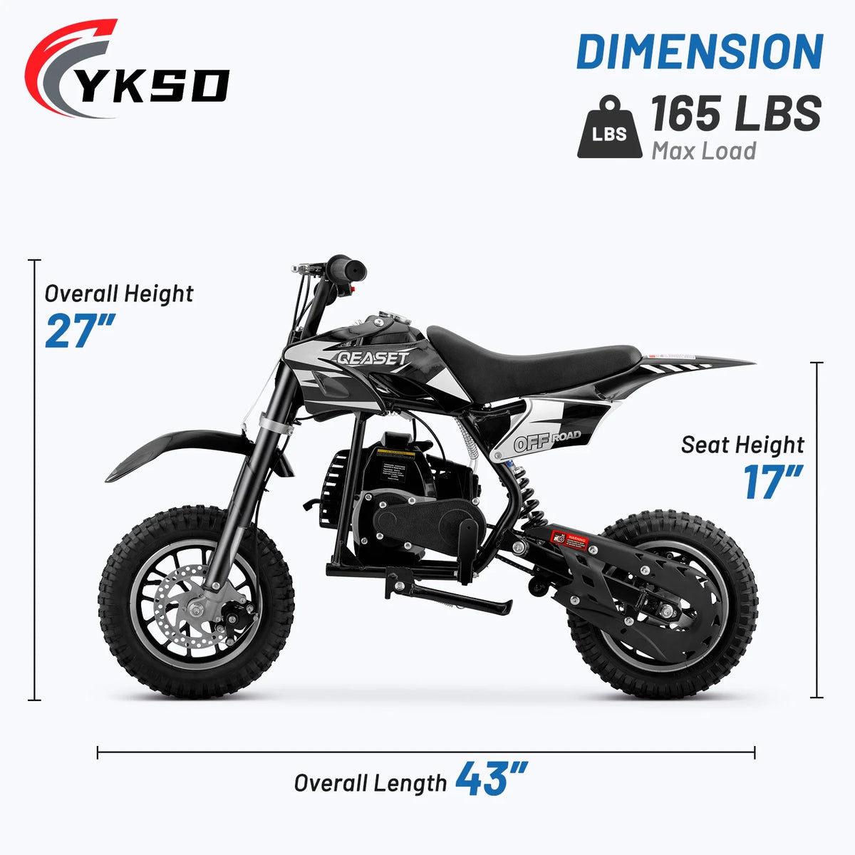 QEASET 49CC Dirt Bike, Gas Powered Mini Bike, Red
