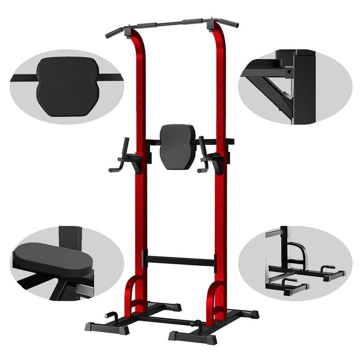 Station Stand Pull Up Bar for Gym Strength Training Workout Equipment，Red
