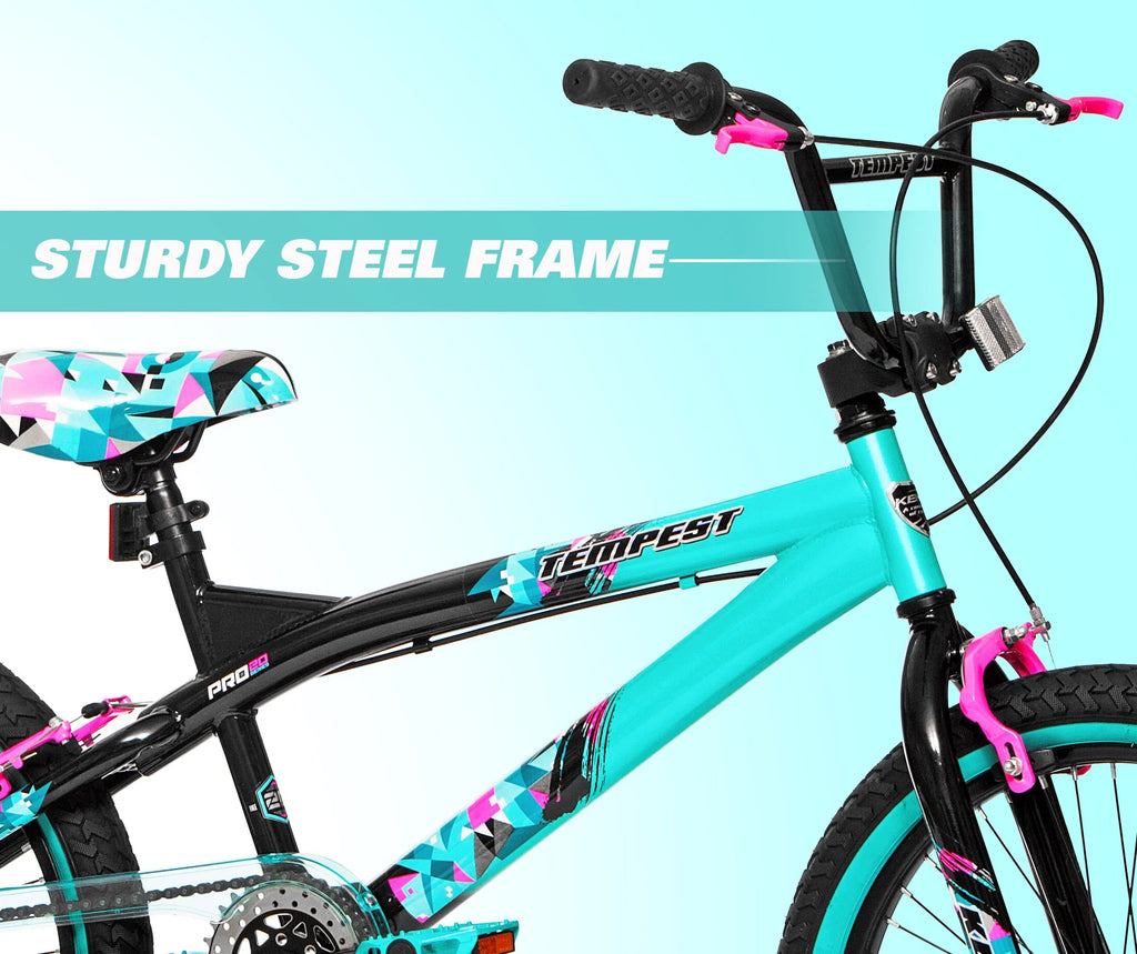 20" Kent Tempest BMX Bicycle, Fits Riders 4'2" - 5', Black/Aqua, Child, Unisex