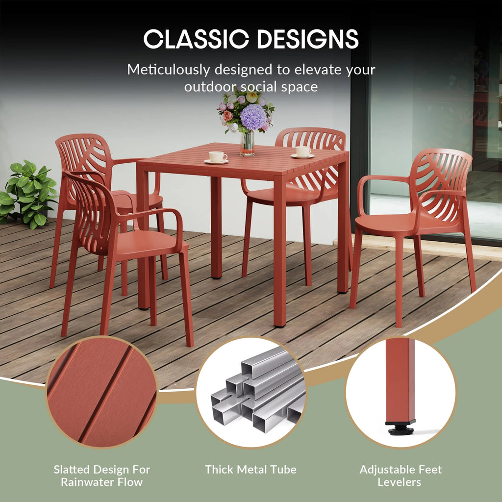 WestinTrends Playa 5-Piece Outdoor Metal Frame Dining Table Patio Set with Stackable Patio Dining Chairs, Olive Green