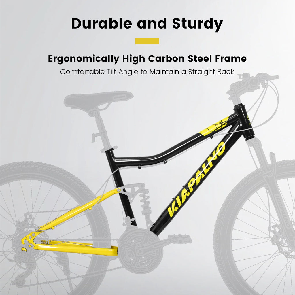 26" Steel Frame Mountain Bike, 21-Speed Unisex Bicycle with Dual Shock Absorbers, Black & Orange