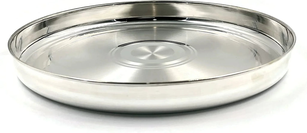 999 Pure Silver Hallmarked Light Weight Indian Dinner Thali - Style#03 Plate Diameter & Weight: 11.0 Inch Thali