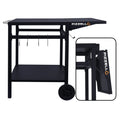 Pizzello Outdoor Grill Pizza Oven Food Prep Bbq Cart Stand Table with Storage Wheels Expandable Countertop, Black