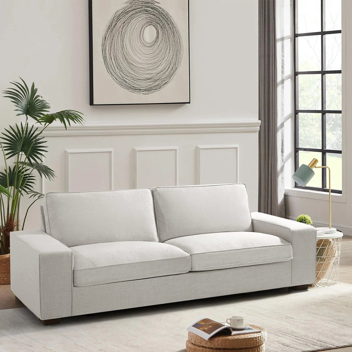 88.58" Modern loveseat Sofas Living Room,Couches Love Seat with Wood Frame for Bedroom, Office, Apartment, Dorm, Studio /Easy, Tool-Free Assembly（Beige）
