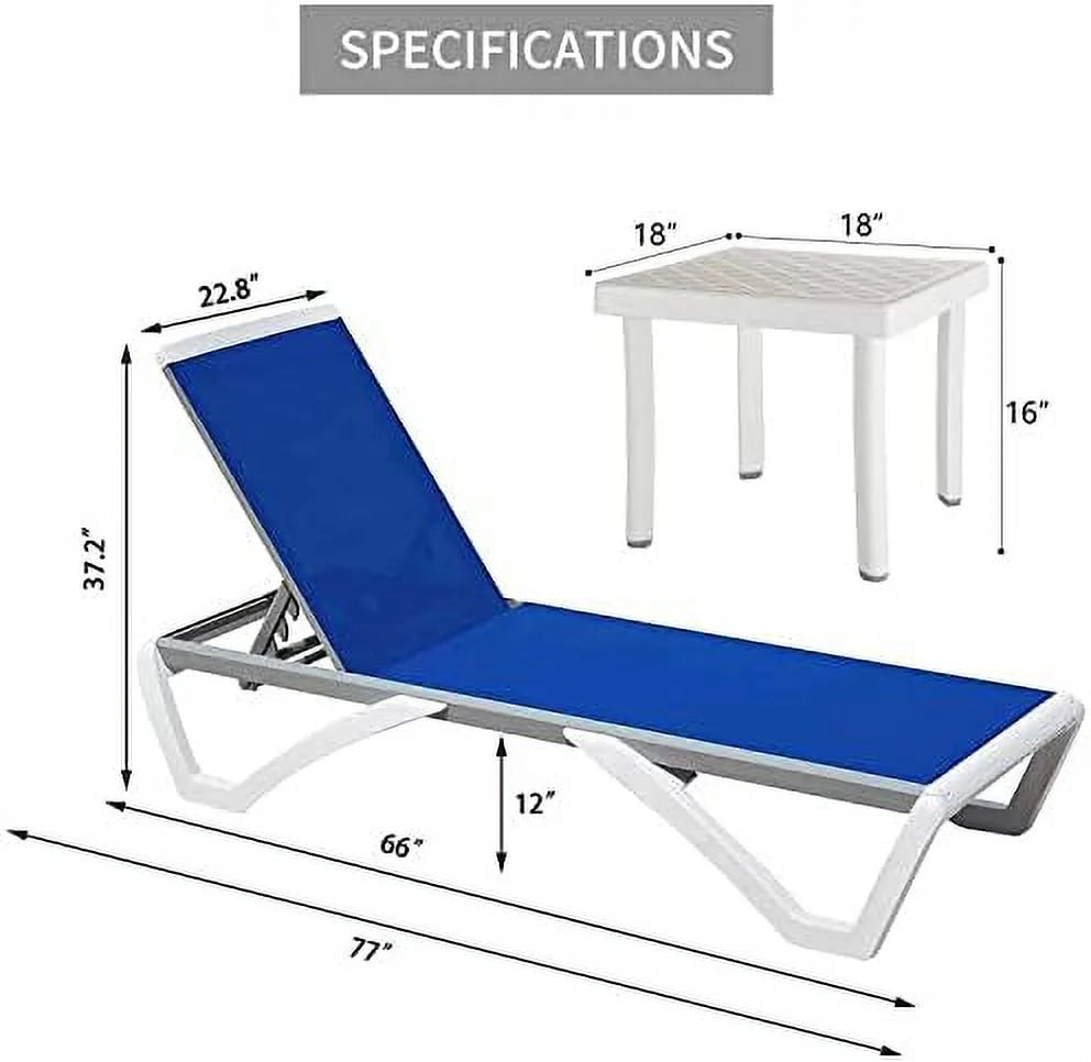 Domi Outdoor Living Chaise Lounge Chair Aluminum Adjustable Pool Lounge Chair��With All-Weather Textilene for Deck, Lawn, Backyard ��1 Grey Chair��