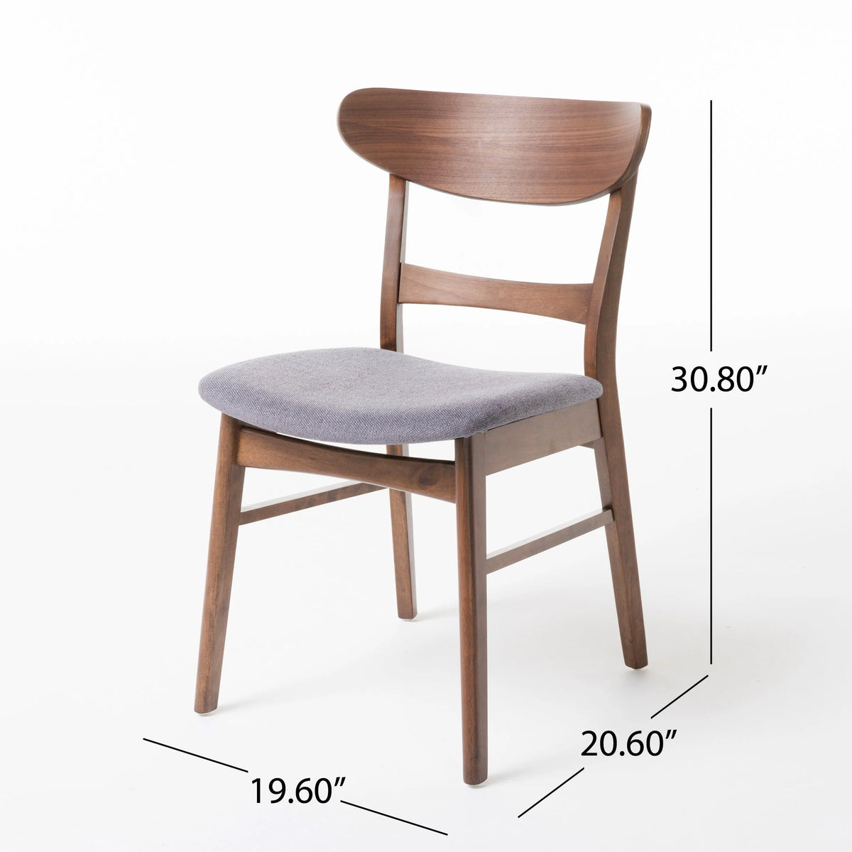 GDF Studio Isador Mid Century Modern Fabric Upholstered Wood Dining Chairs, Set of 2, Dark Gray and Walnut