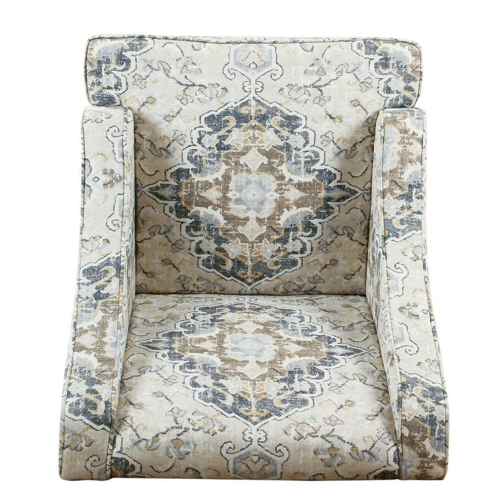 HomePop Classic Swoop Accent Chair - Blue and White Damask