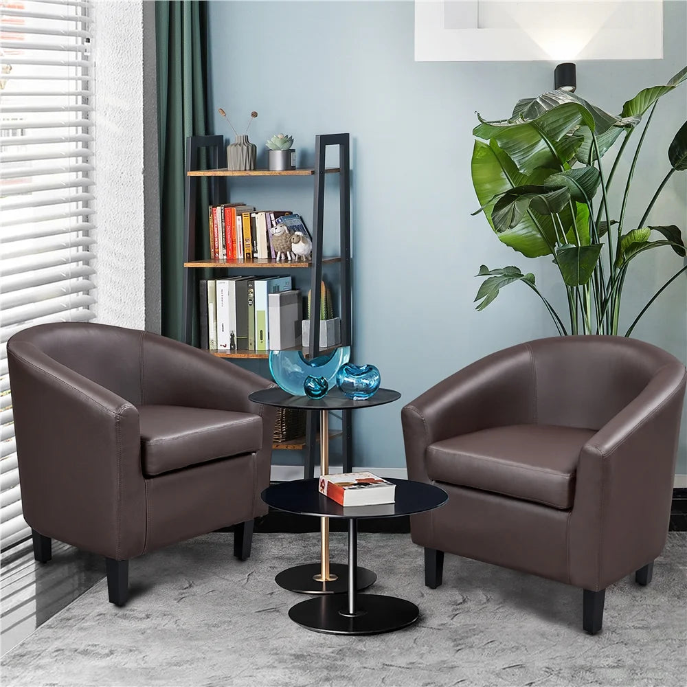Yaheetech Faux Leather Accent Arm Chair For Living Room, Black