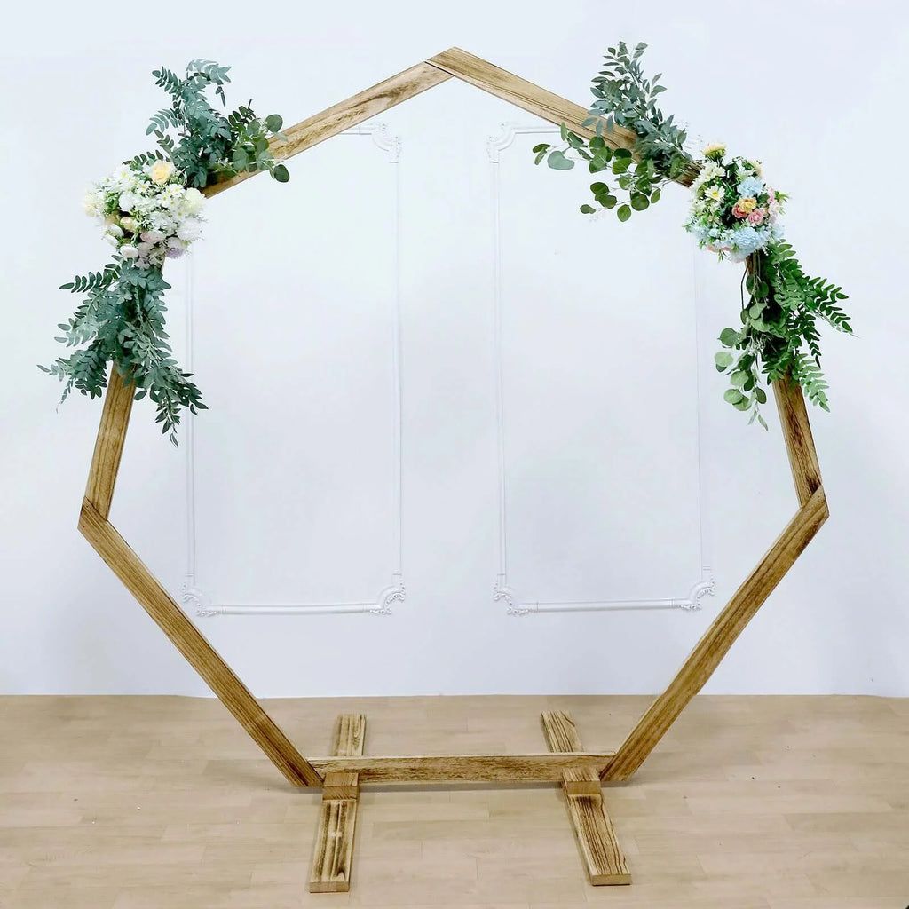Efavormart 7FT Rustic Square Wedding Arch Wooden Backdrop Stand, Wedding Ceremony Arch - Brown