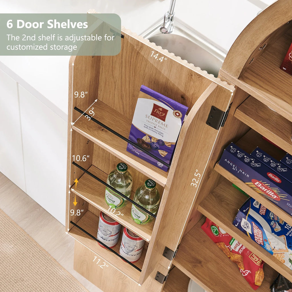 IFGET 71" Tall Arched Kitchen Pantry Storage Cabinet, Large Storage Cabinet with Adjustable Shelves, Pantry Cabinet for Kitchen, Dining Room