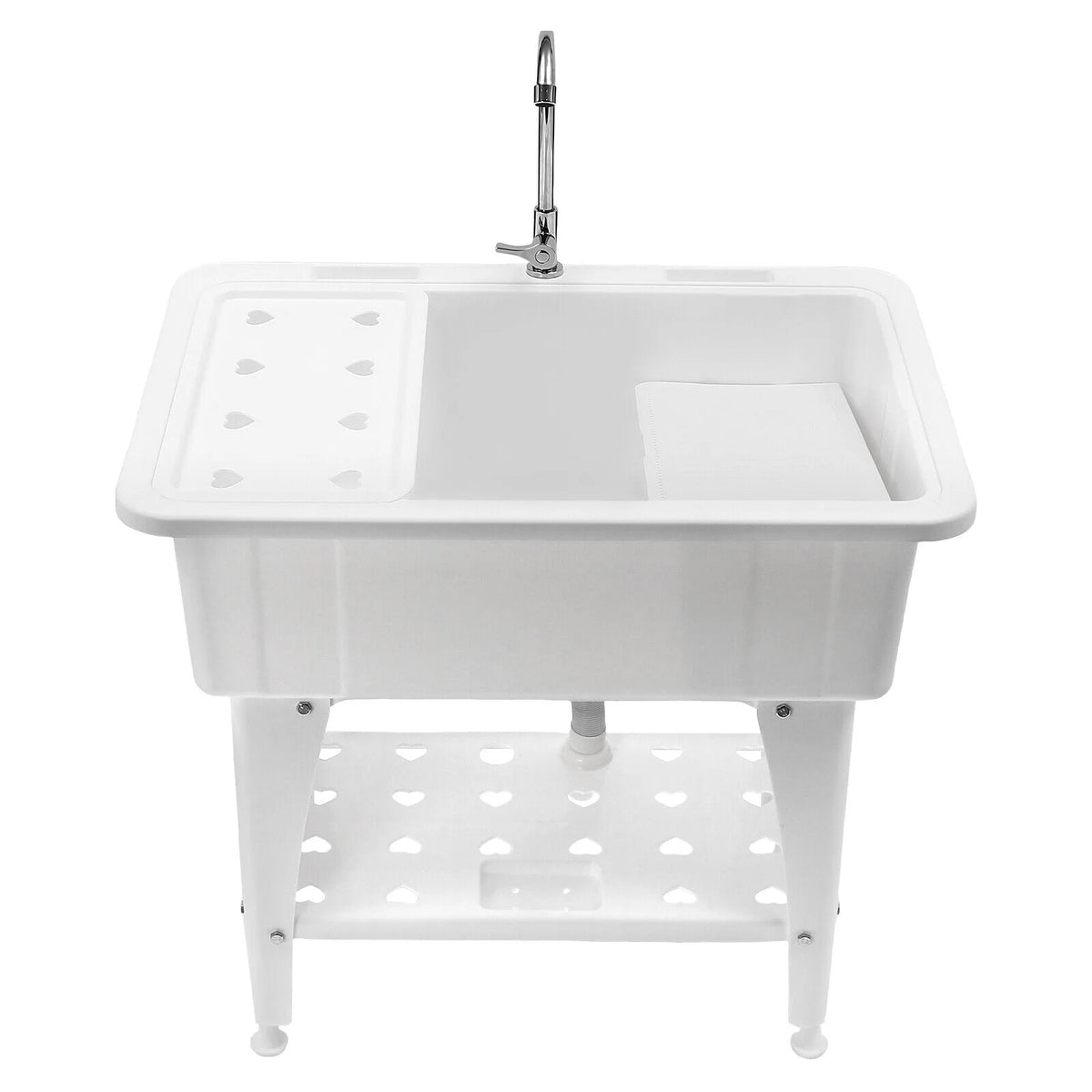 Laundry Sink Freestanding Plastic Indoor and Outdoor Utility Sink with Washboard