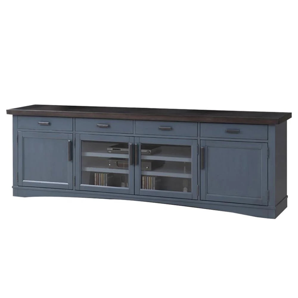 Bowery Hill Americana Wood Modern - Cotton 92" TV Console in White