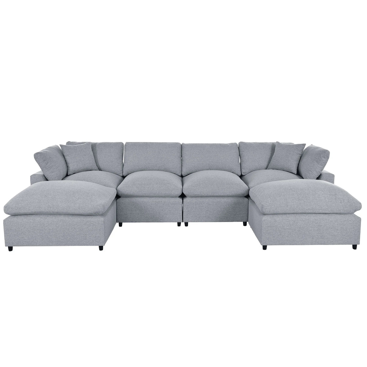 Harper & Bright Designs Convertible Modular Sectional Sofa with 2 Removable Ottomans & Pillows, Large U Shape Cloud Couch with Reversible Chaise for Living Room, Grey