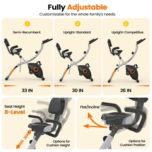 YOSUDA Folding Exercise Bike, Indoor Home Stationary Bike Workout 270LB Capacity