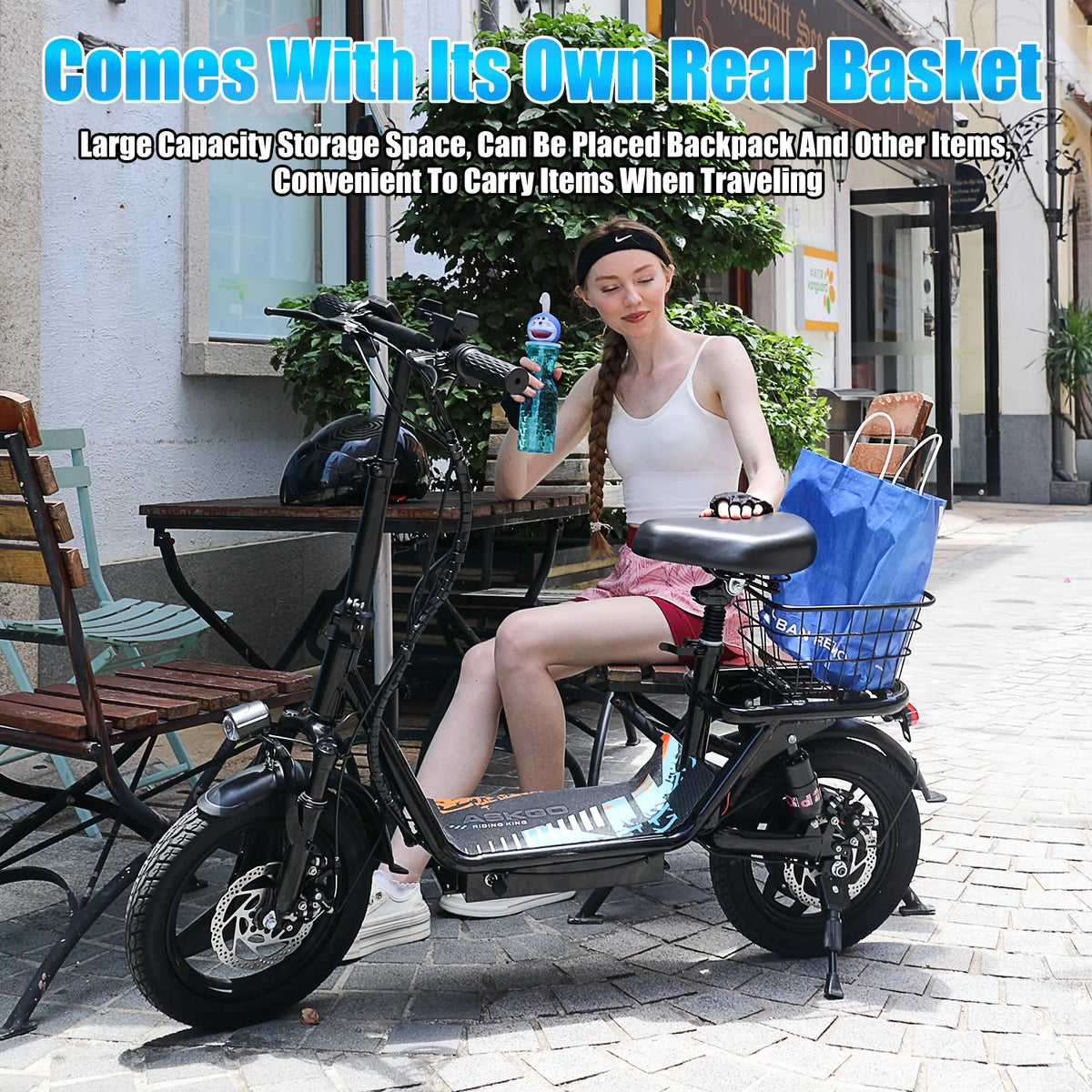 AZHAR 500W Electric Scooter with Seat for Adults, 25 MPH, 35 Miles, 48V 13Ah, 14" Tire