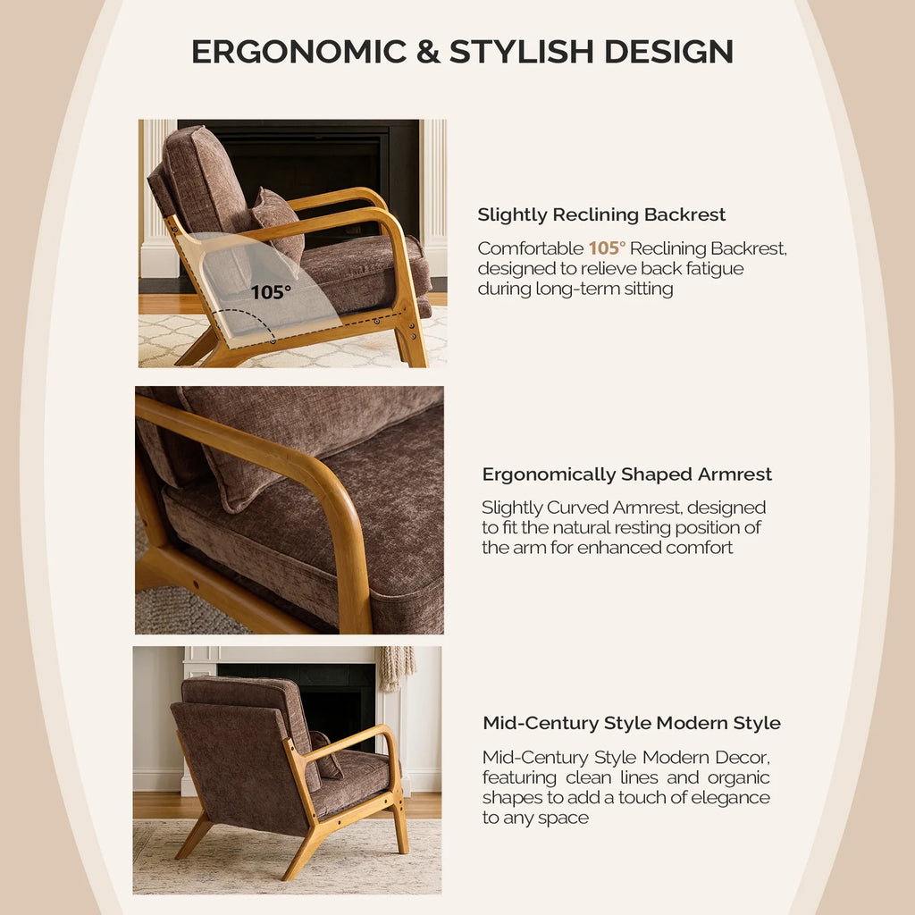 Ktaxon Accent Chair Corduroy Upholstered Armchair, Reading Club Chair with Pillow and Solid Wood Frame for Living Room Bedroom Furniture Off White