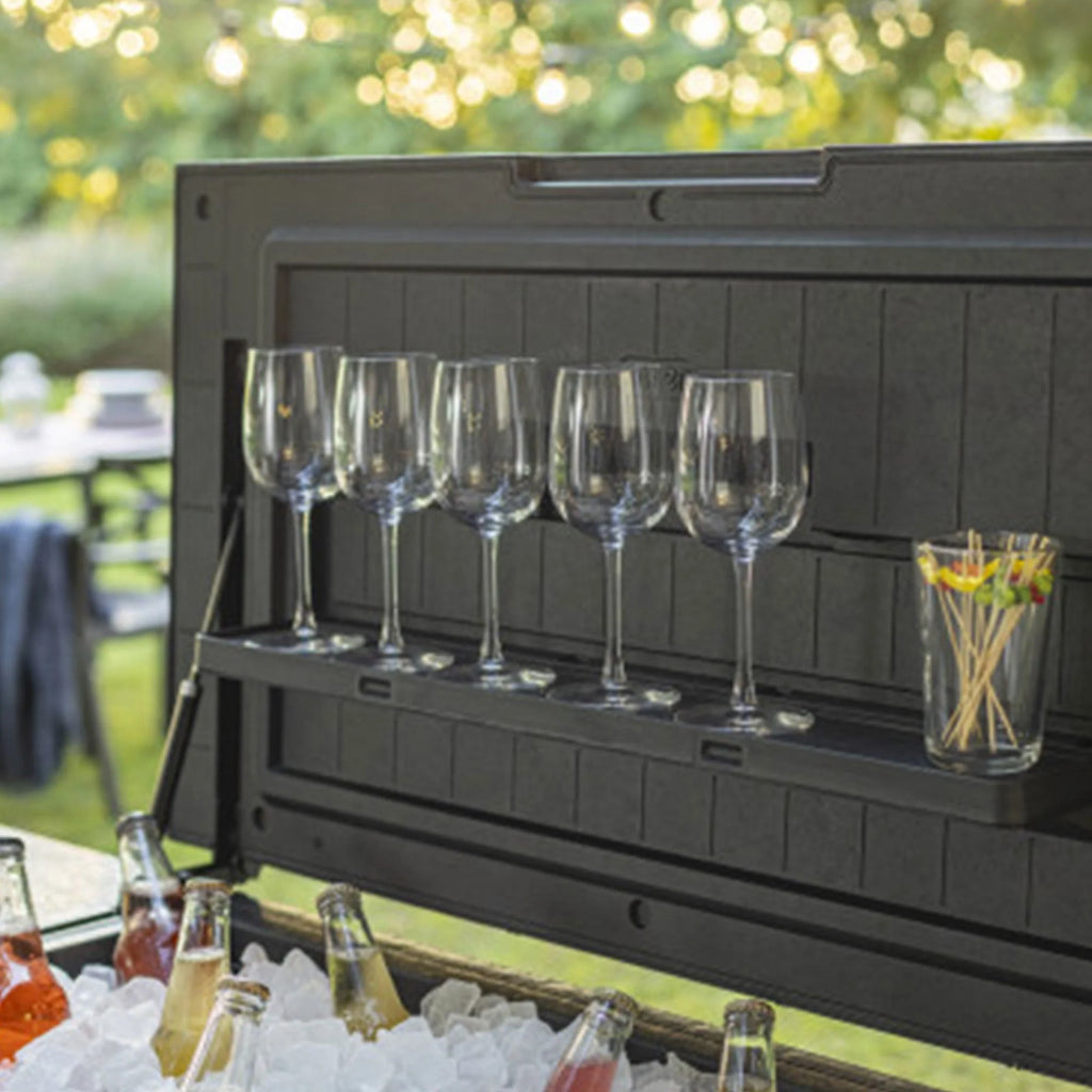 Keter Outdoor Patio Cooler Ice Chest Insulated Beverage Bar Cart, Gray