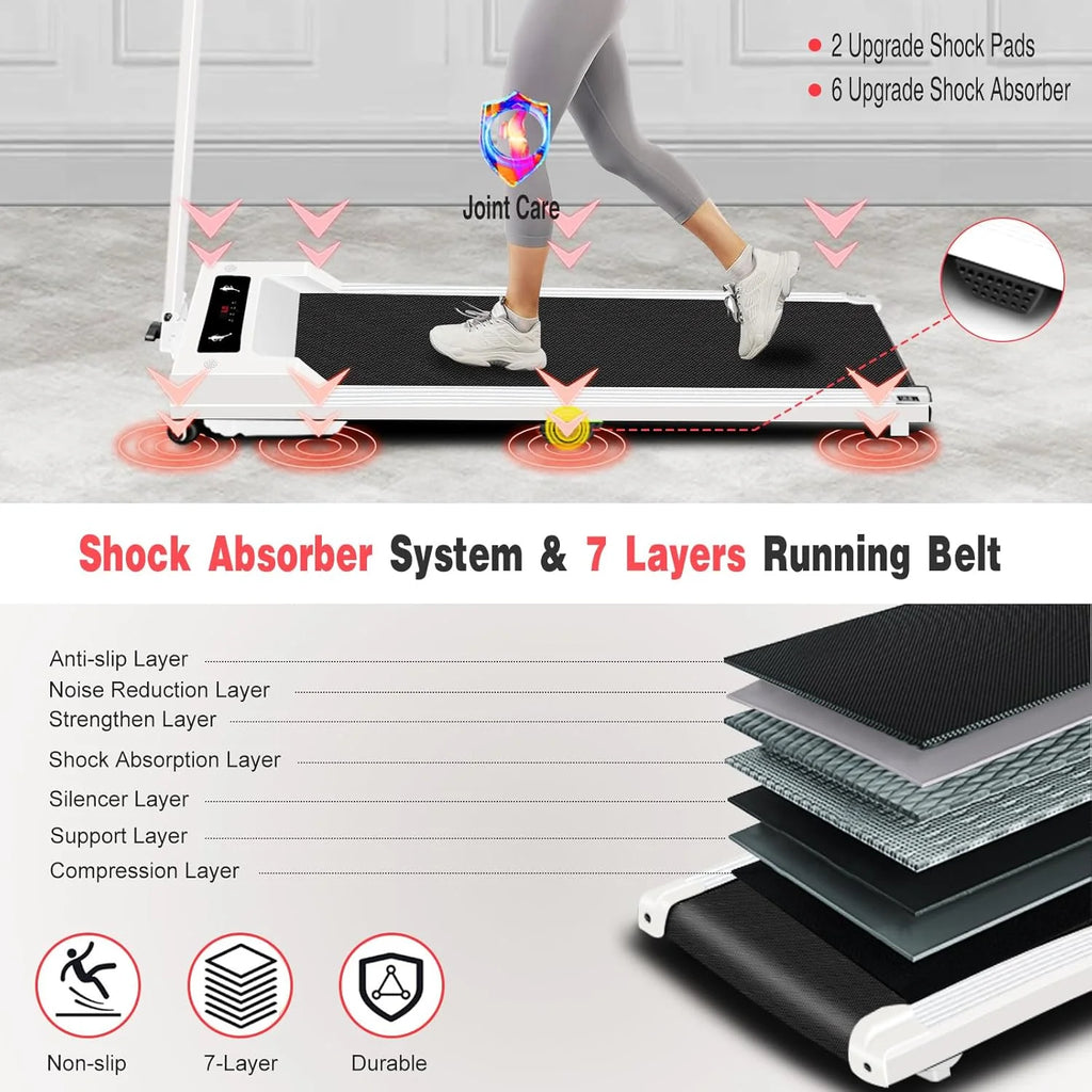 2 in 1 Walking Pad Treadmill, Foldable Treadmills with Handle Bar, 2.5HP Portable Folding Treadmill with Remote Control, Under Desk Treadmill for Home Office, 300lbs, Black
