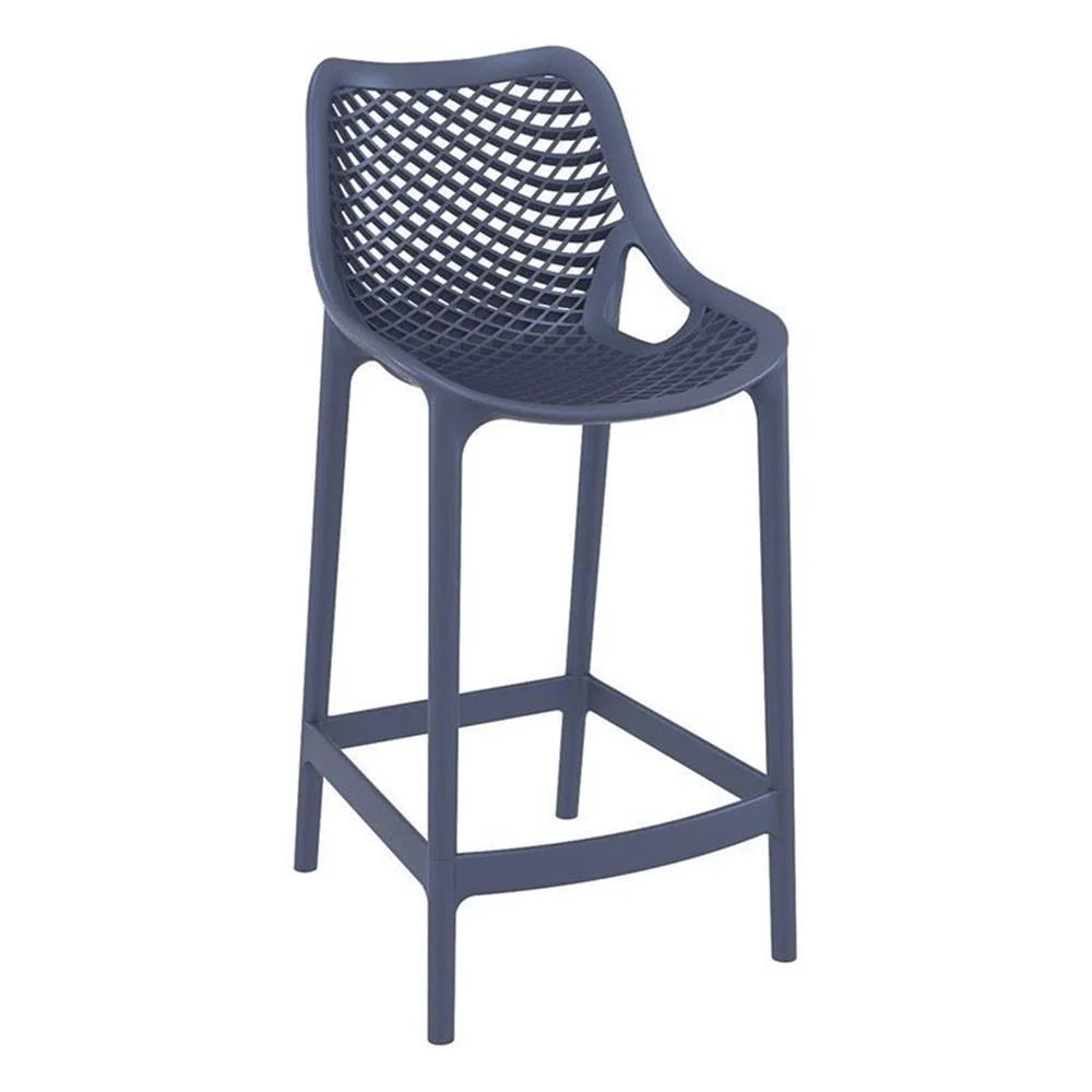 Home Square Polypropylene Patio Bar Stool in Taupe - Set of 2