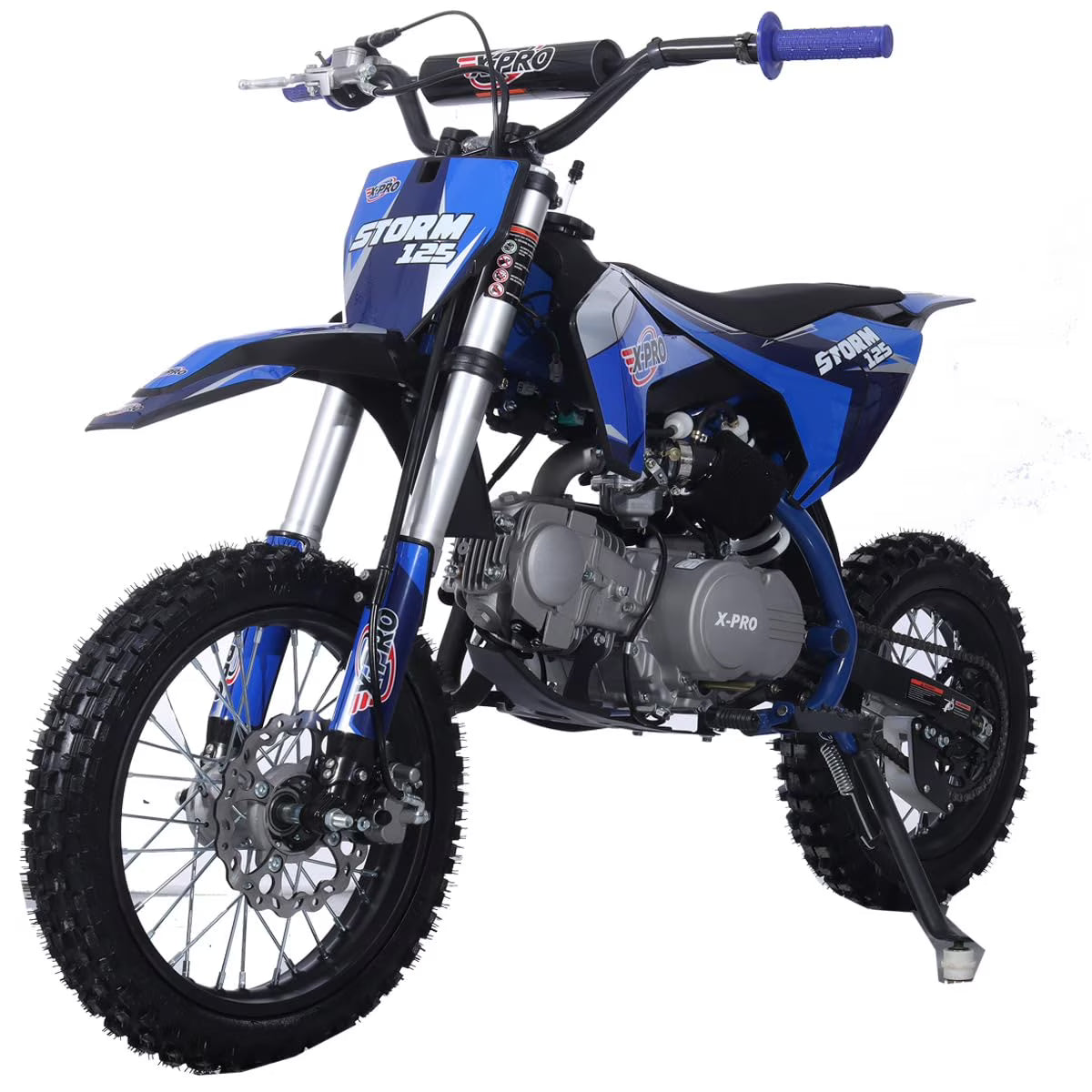 X-Pro Brand New Storm 125cc Dirt Bike with 4-Speed Semi-Auto Transmission, Kick Start, Big 14"/12" Tires!