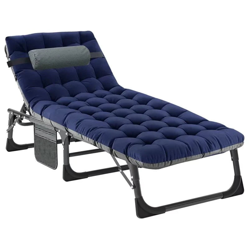 Docred 5-Fold Camping cot for Adults & Kids, Adjustable 4 Fold Reclining Folding Lounge Chairs , 2-Sided Mattress with Pillow, Portable Intdoor Folding Sleeping Cots Bed