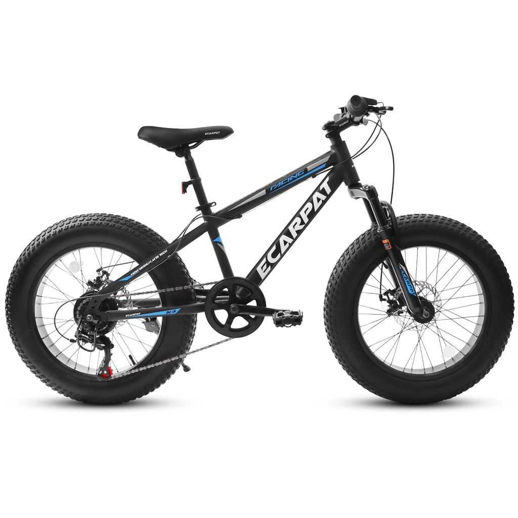 20 Inch Mountain Bike for 7-15 Years Old, 7 Speed Kids Bike with High Carbon Steel Frame, Fat Tire and Dual Disc Brake, Front Suspension Mountain Bicycle Gift for Boys Girls, Grey-Orange